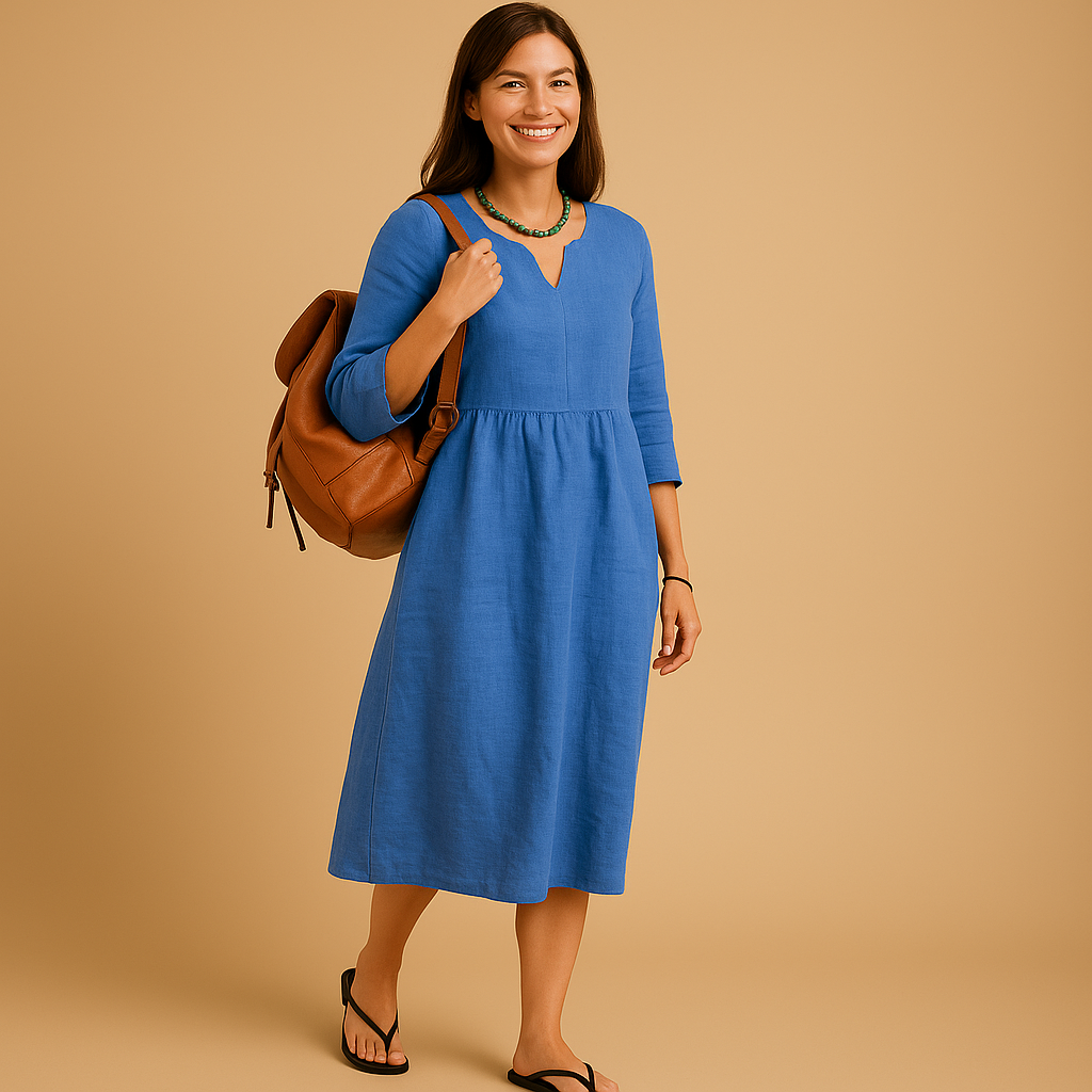 Women’s high waist midi dress with V-neck and half sleeves, perfect for formal events, office wear, and stylish everyday outfits.