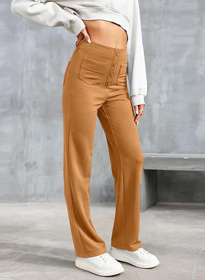 Women's Straight Leg Elastic Pants High Waist