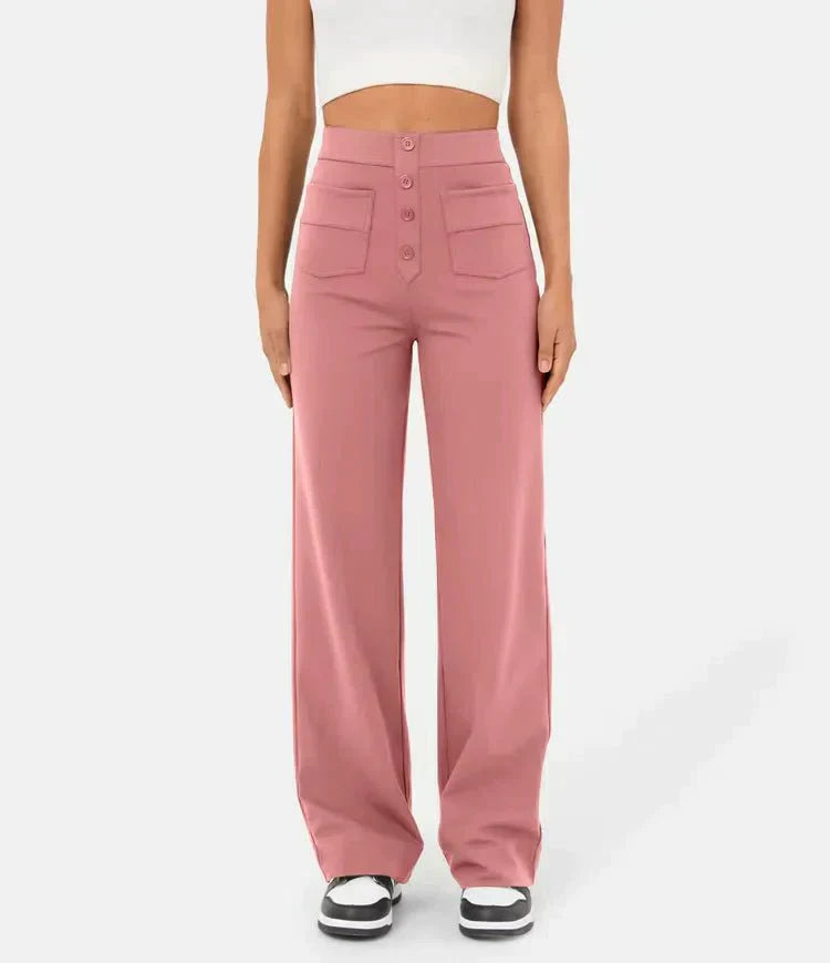 Women's Straight Leg Elastic Pants High Waist