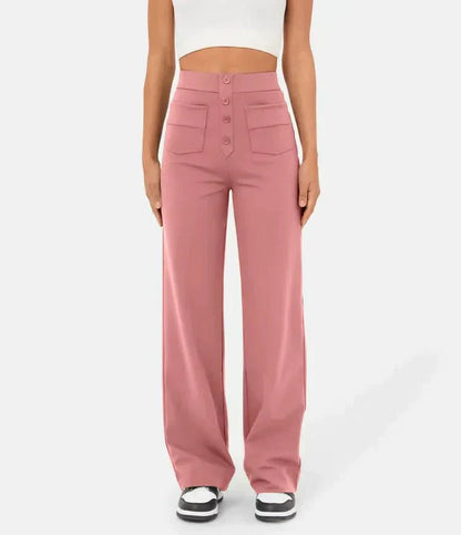 Women's Straight Leg Elastic Pants High Waist