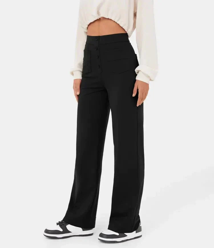 Women's Straight Leg Elastic Pants High Waist