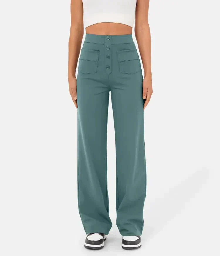 Women's Straight Leg Elastic Pants High Waist - VibreMode
