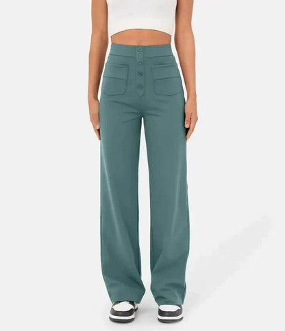 Women's Straight Leg Elastic Pants High Waist - VibreMode