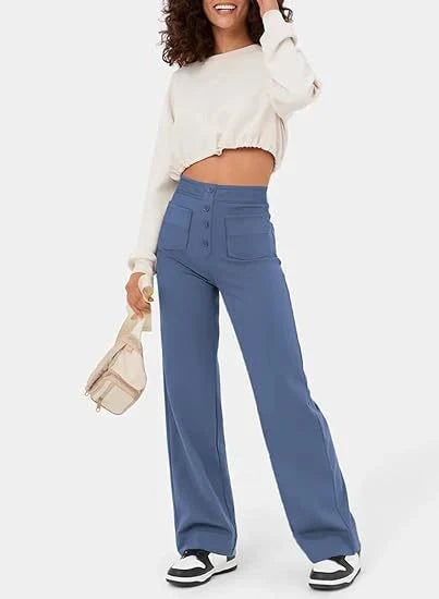 Women's Straight Leg Elastic Pants High Waist