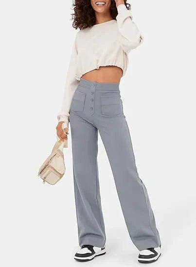 Women's Straight Leg Elastic Pants High Waist