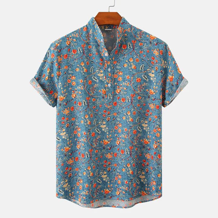 Kenneth Men's Printed Henley Cotton Shirt