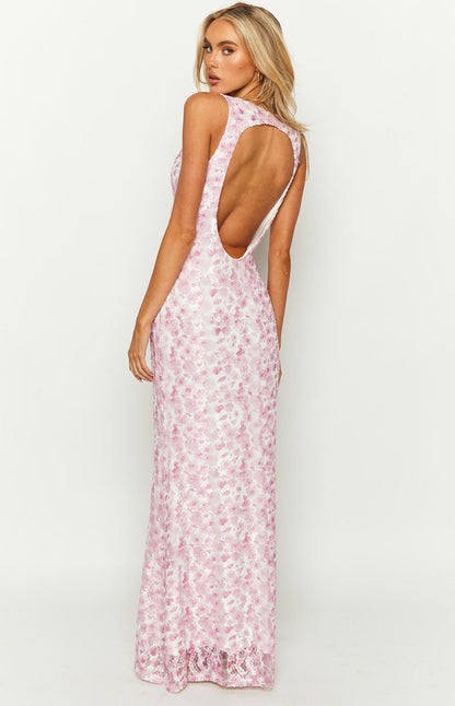 Women's Sleeveless Wedding Dress Floral Lace
