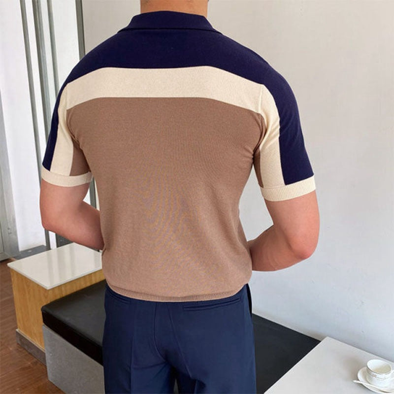 Image of Hugh | Men's Color Block Short Sleeve Polo Shirt