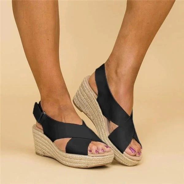 Women's Espadrille Wedge Sandals Cross Strap