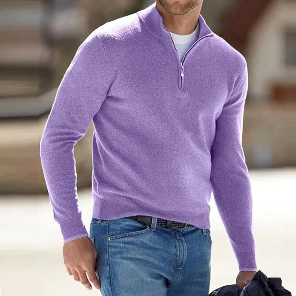 Men's Wool Sweater Zipper Detail