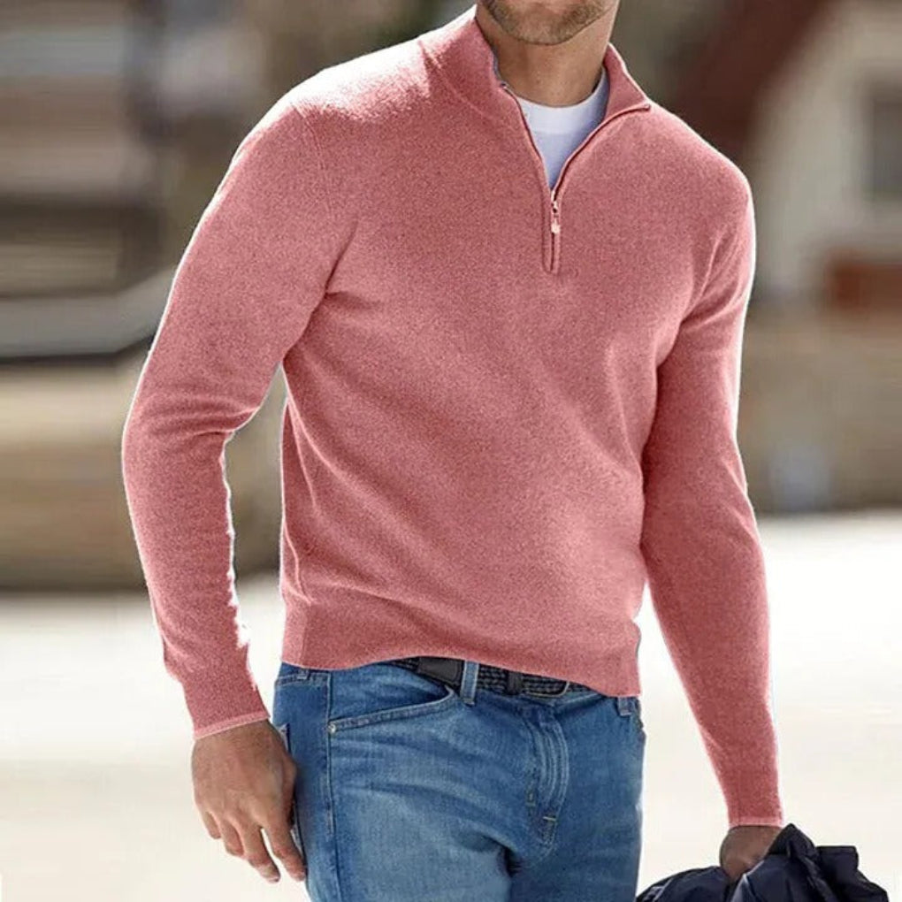 Men's Wool Sweater Zipper Detail - VibreMode