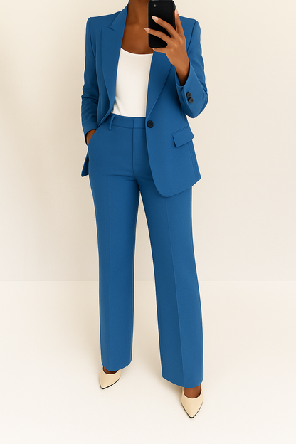 Women's Two Piece Full Length Blazer Suit - VibreMode