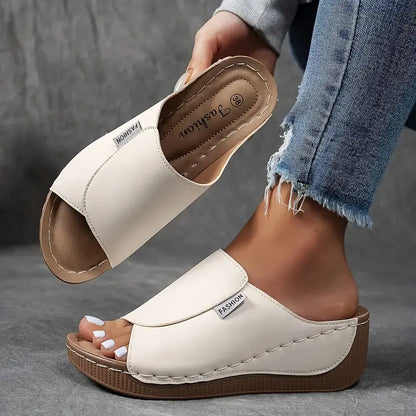 Women's Leather Sandals Mesh Arch Support Summer