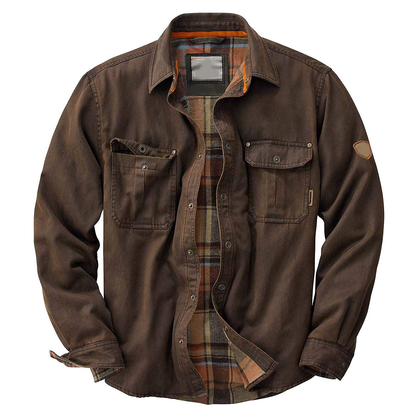 Men's Waxed Bomber Jacket Flannel Lined Chest Pockets