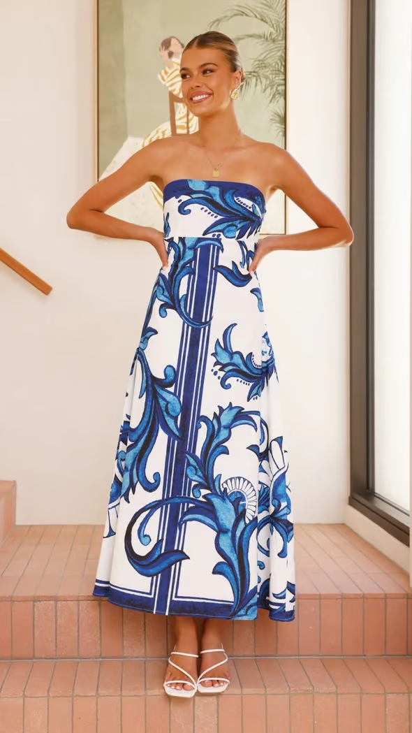 Women's Printed Wedding Guest Dress - VibreMode