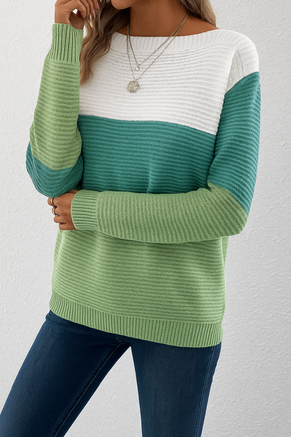Women's Classic Boat Neck Sweater Soft Long Sleeves - VibreMode