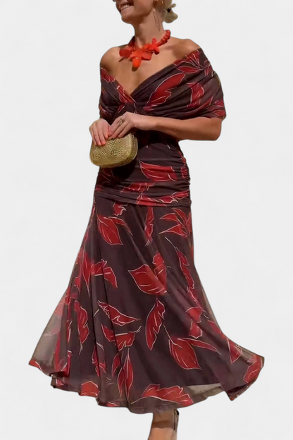 Chic Cold Shoulder Flowy Midi Dress