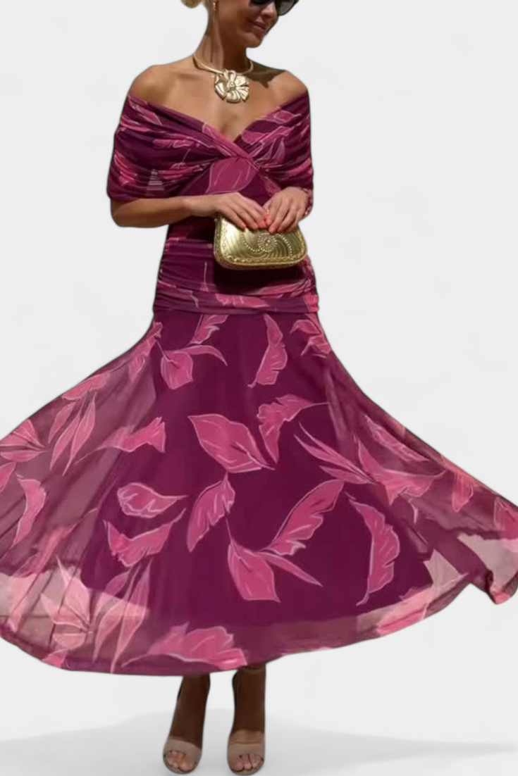 Chic Cold Shoulder Flowy Midi Dress