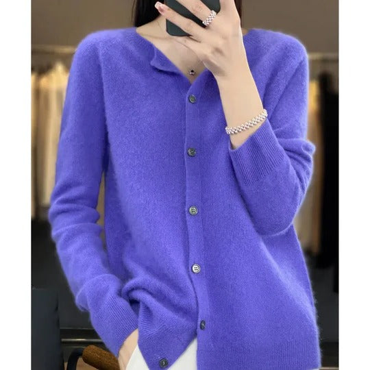 Women's Versatile V-Neck Button Cardigan Sweater: Cozy Long-Sleeve Layering Top