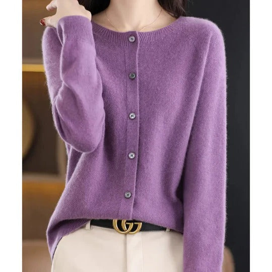 Women's Versatile V-Neck Button Cardigan Sweater: Cozy Long-Sleeve Layering Top