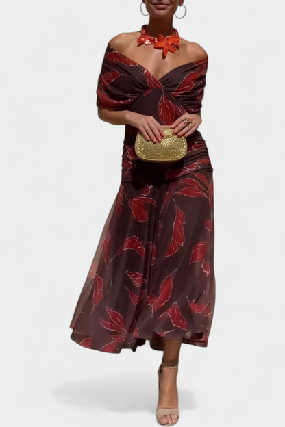 Chic Cold Shoulder Flowy Midi Dress