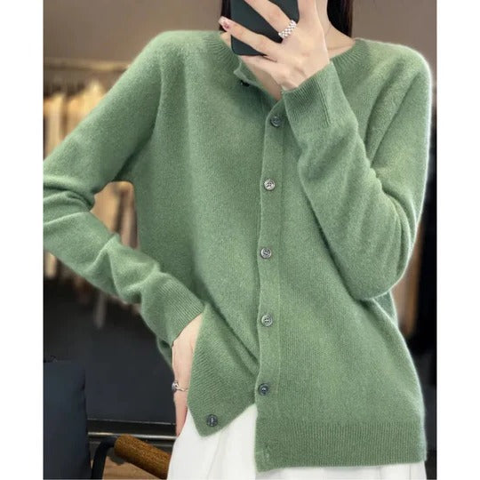Women's Versatile V-Neck Button Cardigan Sweater: Cozy Long-Sleeve Layering Top