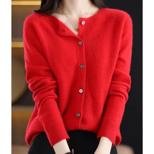 Women's Versatile V-Neck Button Cardigan Sweater: Cozy Long-Sleeve Layering Top