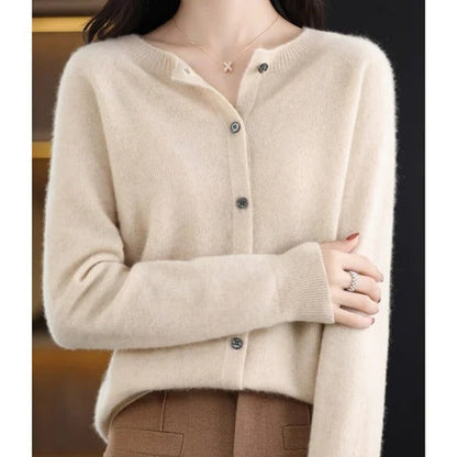 Women's Versatile V-Neck Button Cardigan Sweater: Cozy Long-Sleeve Layering Top