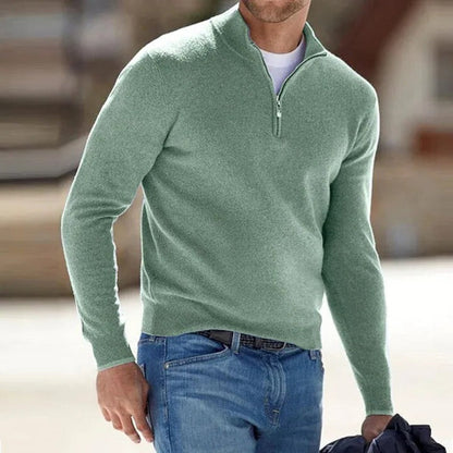 Men's Wool Sweater Zipper Detail