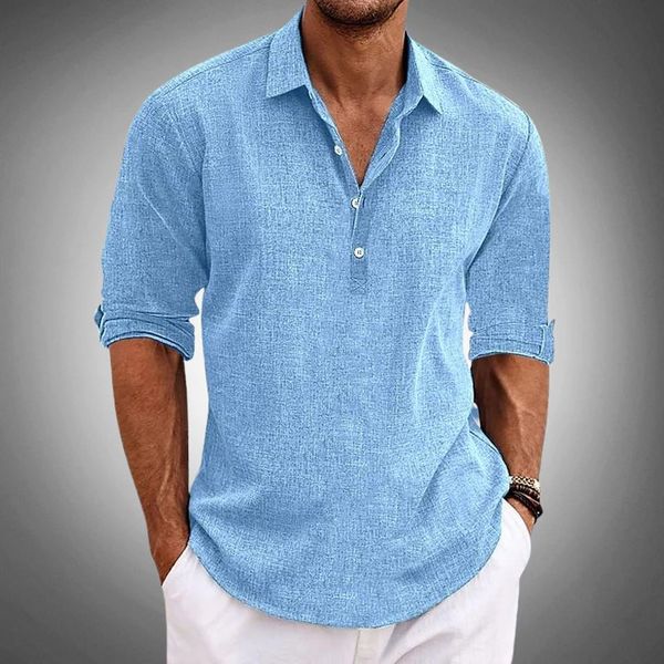 Elegant Linen Polo Shirt Short Sleeves Breathable - VibreMode