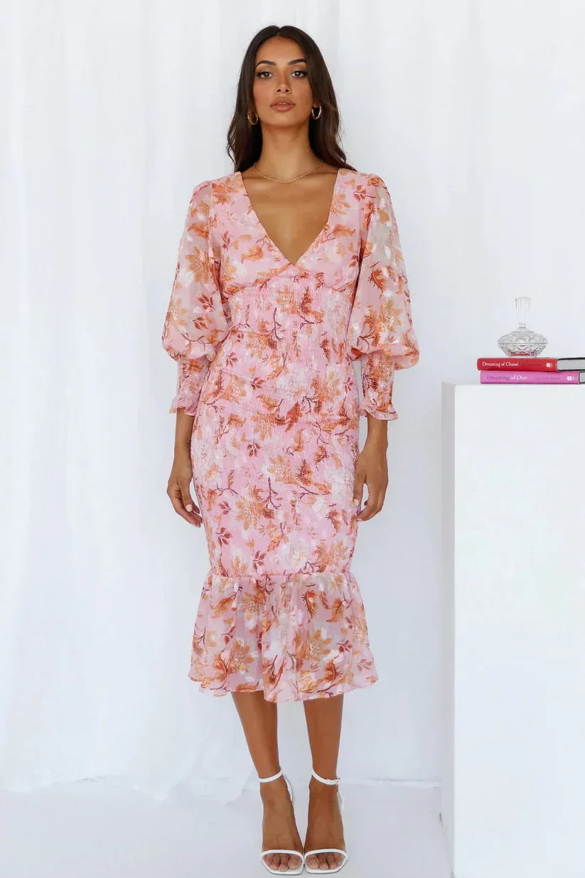 Elegant Ladies Floral Maxi Evening Dress