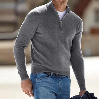 Men's Wool Sweater Zipper Detail
