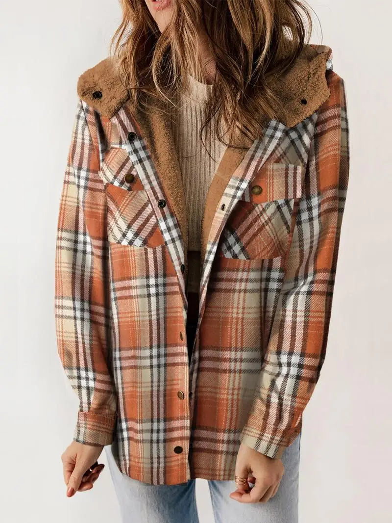Women's Plaid Button Up Jacket