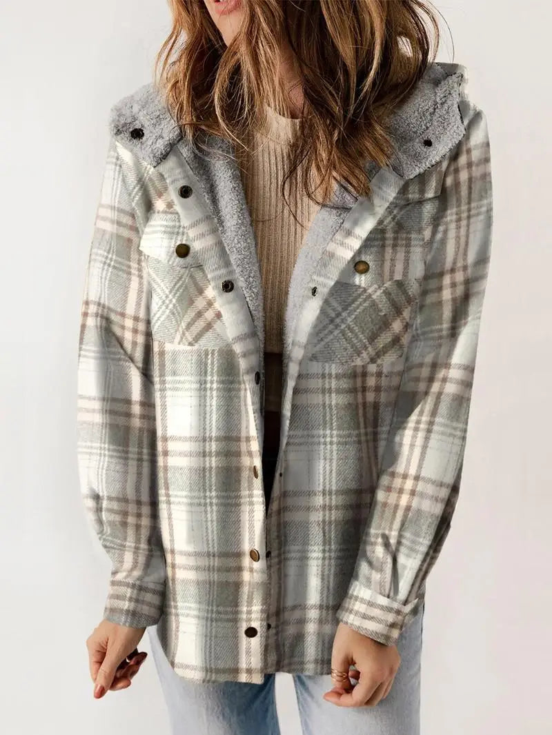 Women's Plaid Button Up Jacket