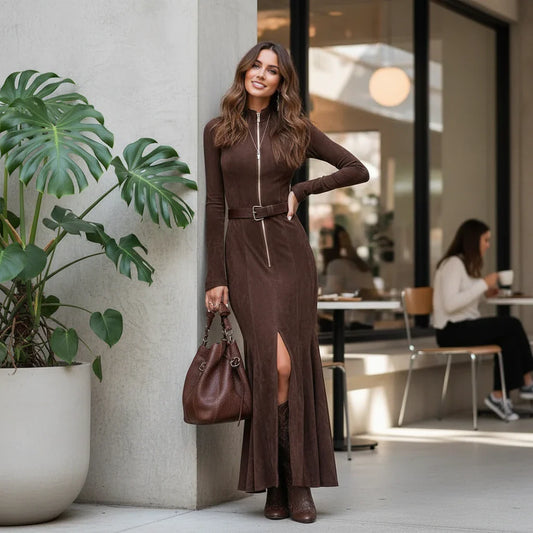Chic High-Low Maxi Evening Dress - VibreMode