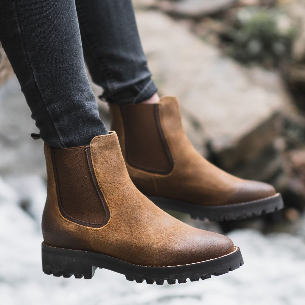 Women's Ankle Boots Elastic Panel Lug Sole