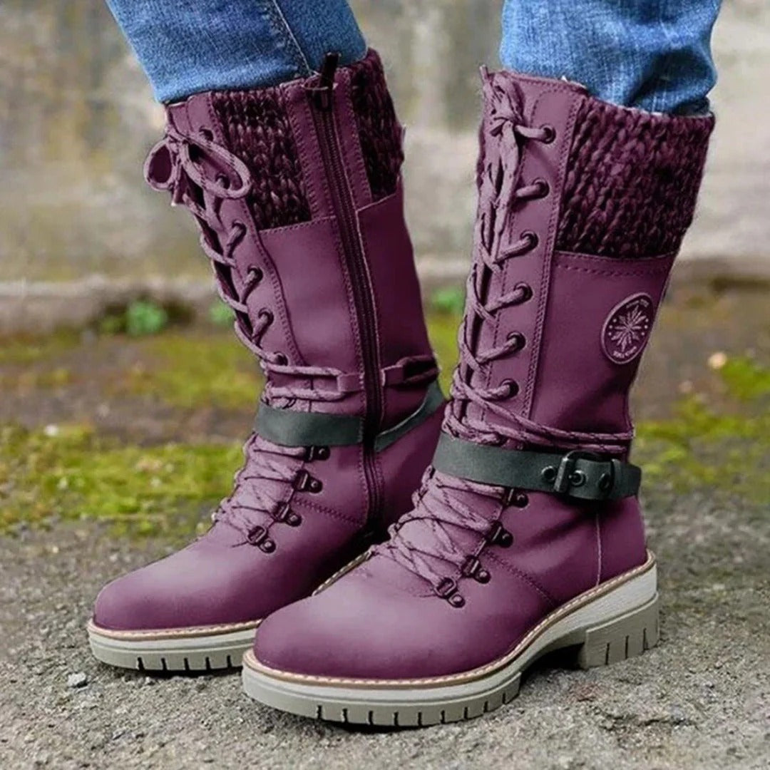 Women's Lace-Up Boots with Cuff