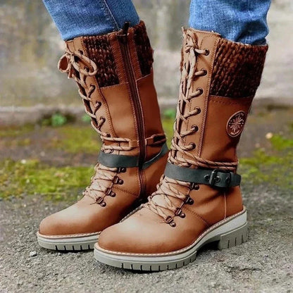Women's Lace-Up Boots Side Zipper