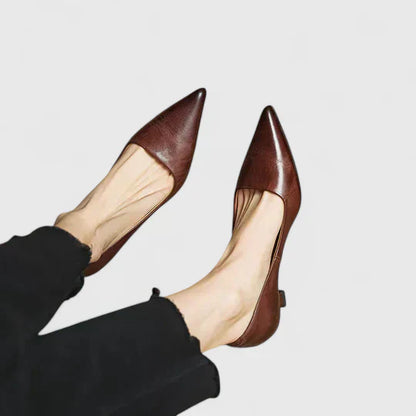 Vera | Ladies Low Heel Red Slingback Pumps