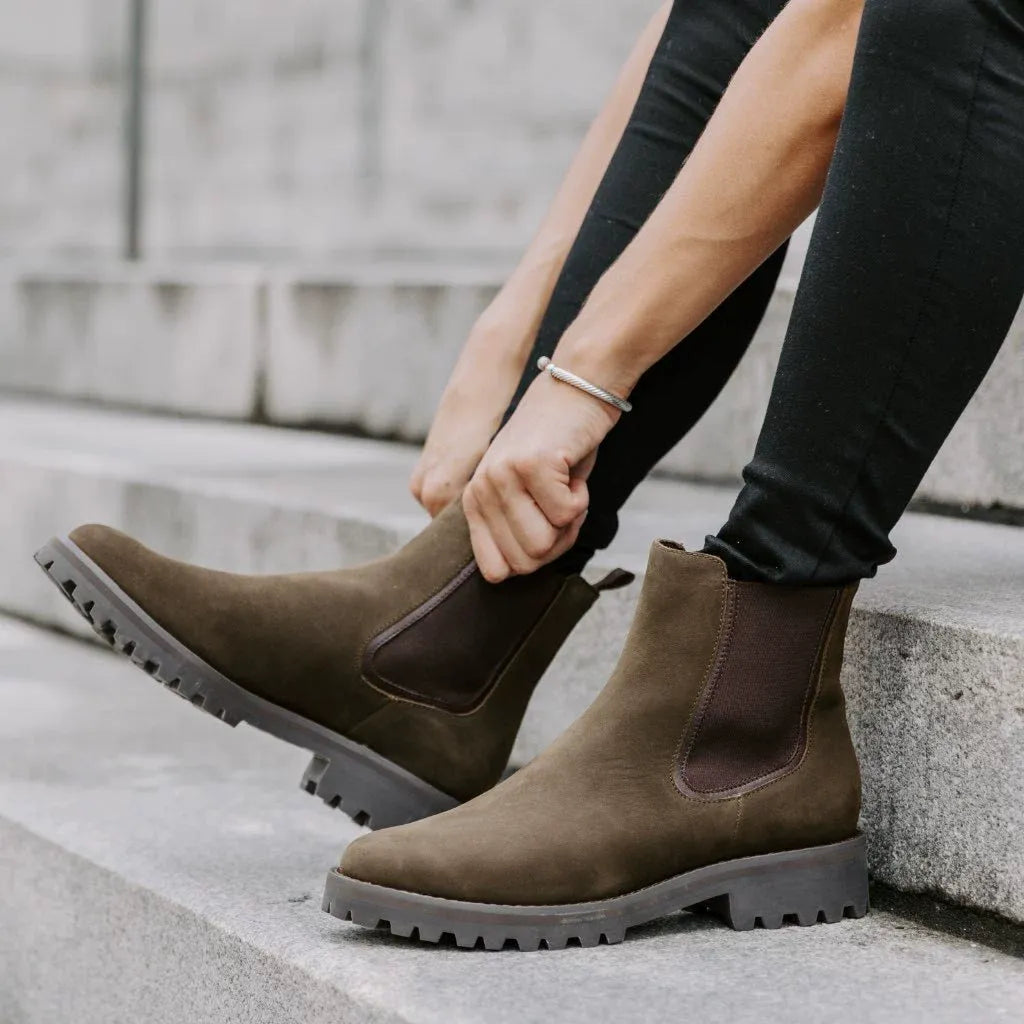 Women's Ankle Boots Elastic Panel Lug Sole
