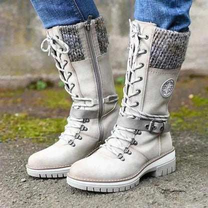 Women's Lace-Up Boots with Cuff - VibreMode