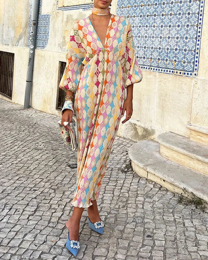 Colorful Geometric Beach Cover Up Dress - VibreMode
