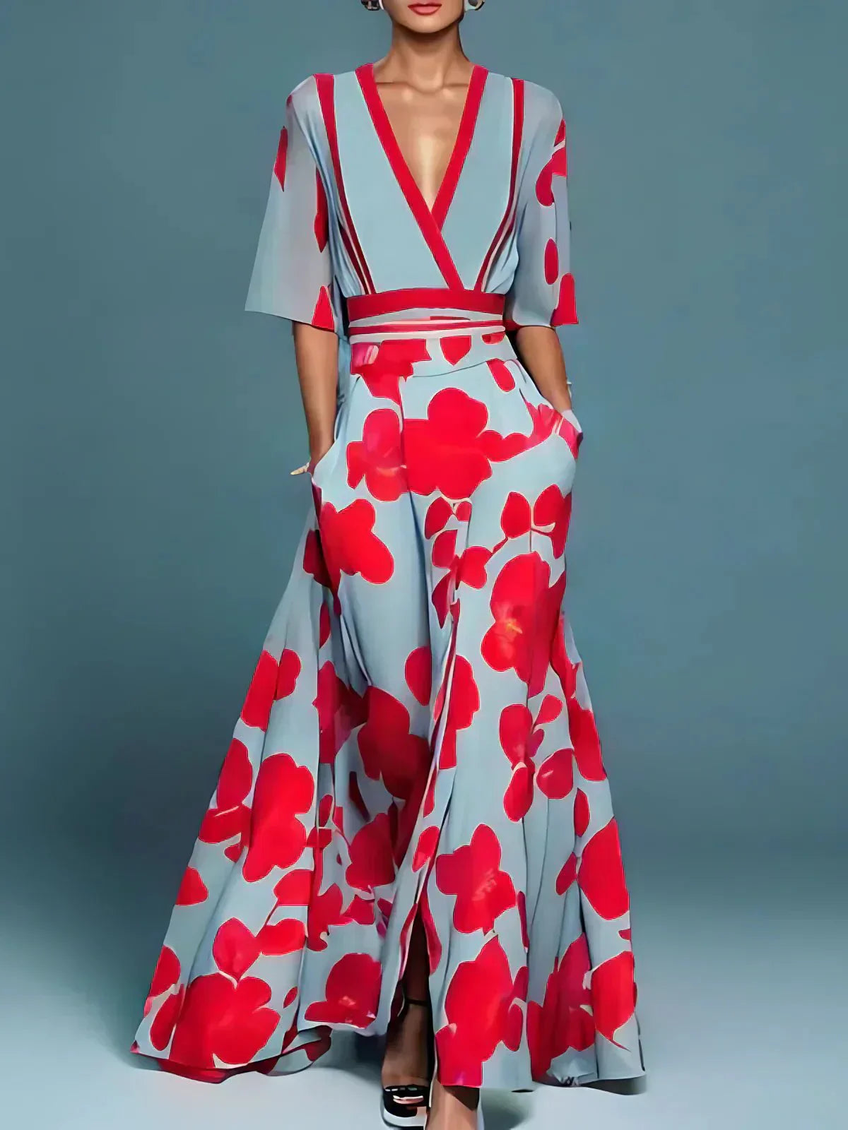 Women's Long Floral Maxi Dress - VibreMode