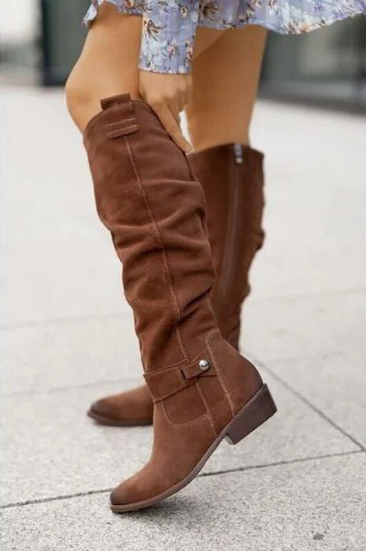 Women's Knee-High Boots Closed Toe Low Heel