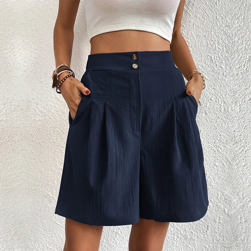 Women's High Waist Pleated Shorts Wide Leg with Pockets