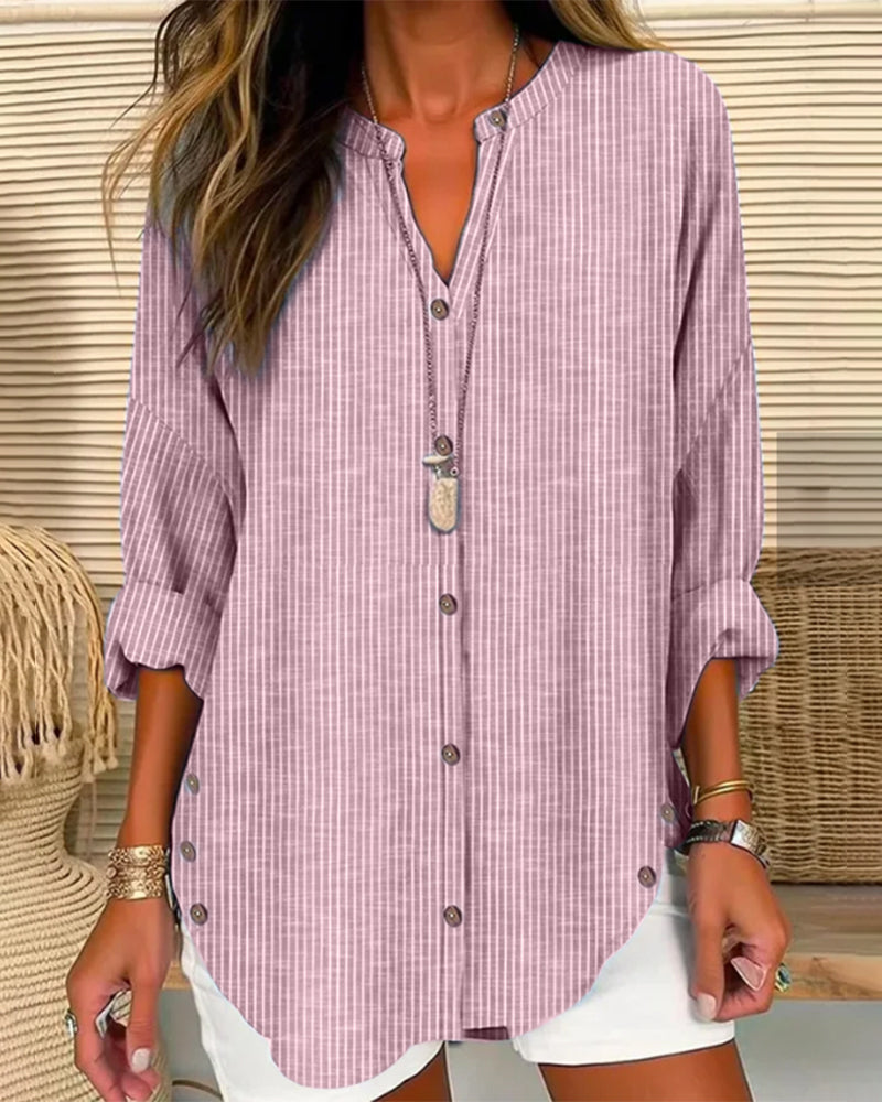 Image of Jane | Women's Button-Down Striped Blouse