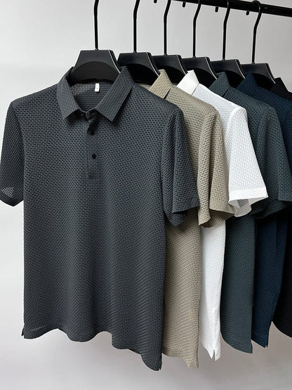 Image of Jaxon | Men's Textured Short Sleeve Polo Shirt