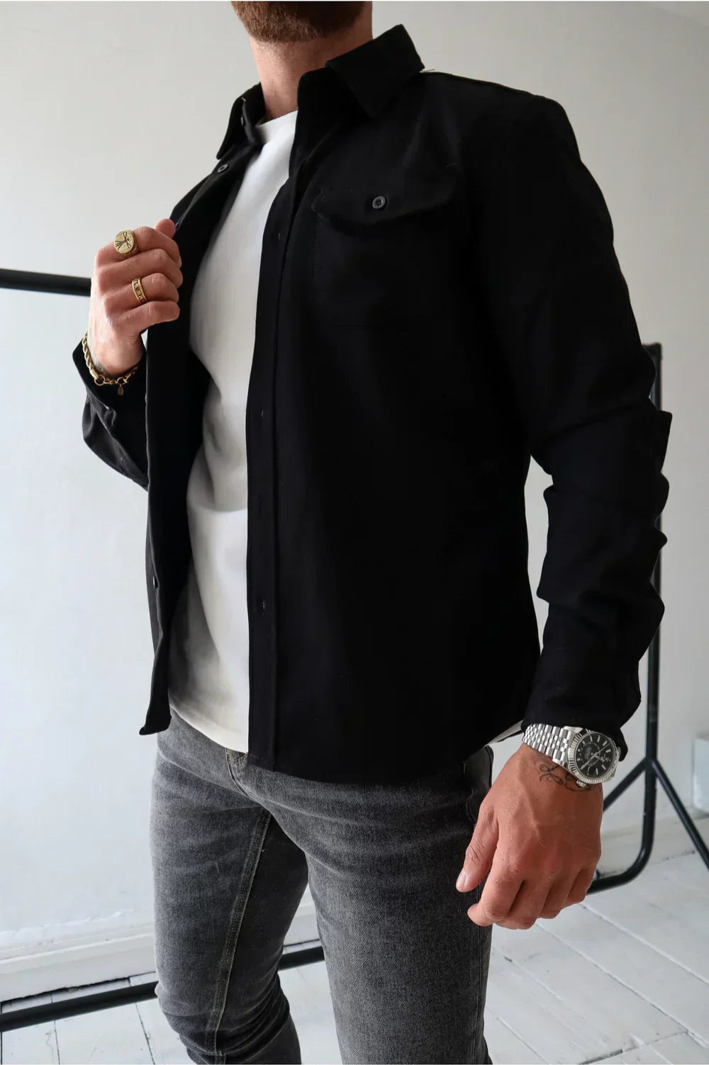 Jay | Men's Button-Down Long Sleeve Shirt Jacket - Image 2
