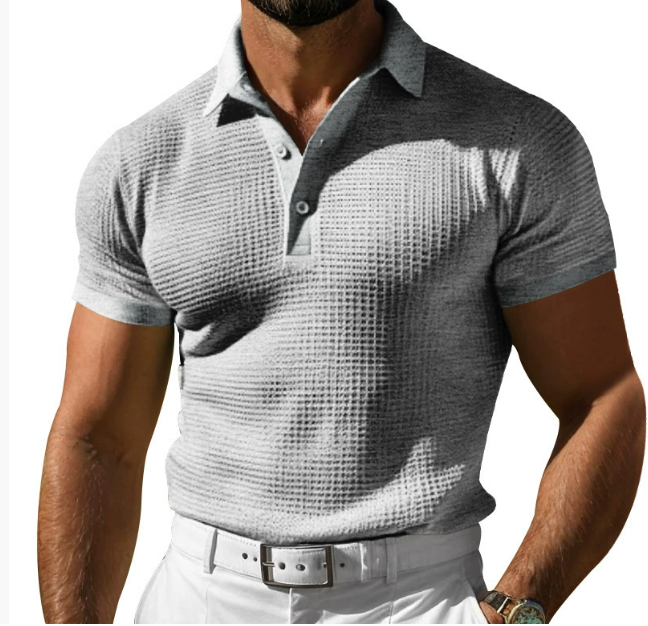 Men's Slim Fit Polo Shirt Textured Cotton - VibreMode