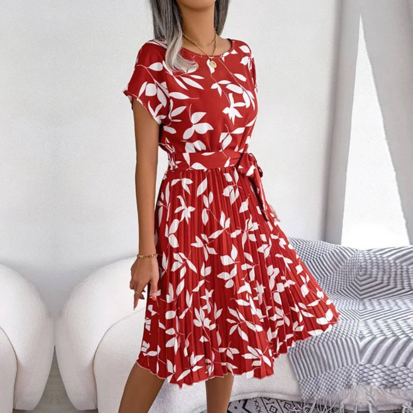 Image of Jennifer | Women's Pleated A-Line Midi Dress